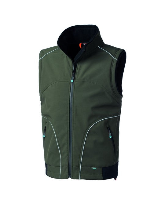 Gilet Softshell a Tre Strati con Chiusura Waterproof e Dettagli Rifrangenti