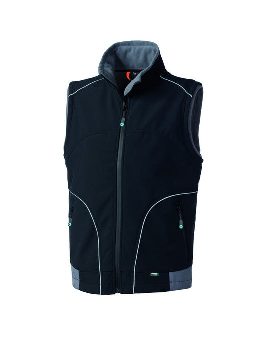 Gilet Softshell a Tre Strati con Chiusura Waterproof e Dettagli Rifrangenti